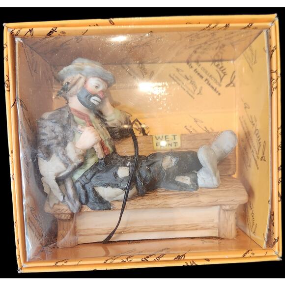 NIB Emmett Kelly Jr. HOBO Clown Wet Paint bench Porcelain Figurine Flambro - Picture 2 of 8